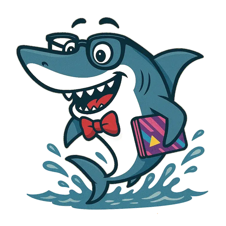 Smart nerdy shark arriving at the shore